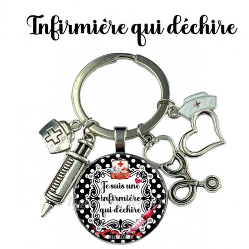 Porte-clés infirmière qui déchire – cadeau pour infirmière, matière verre ou résine