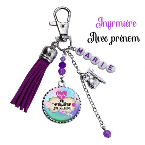 Votre prénom, porte- clés infirmière, pour une infirmière qui déchire, cadeau amie collègue