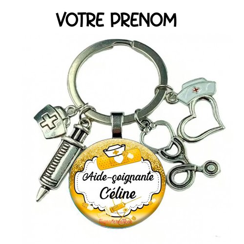 Porte-clés aide soignante à personnalisé avec prénom– idée cadeau collègue