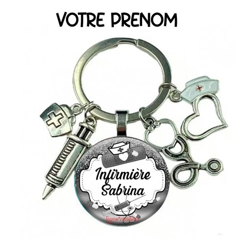 Porte-clés infirmière à personnalisé avec prénom– idée cadeau collègue