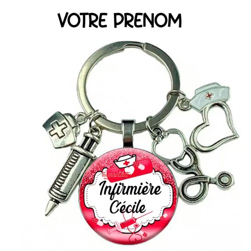 Porte-clés infirmière à personnalisé avec prénom– idée cadeau collègue