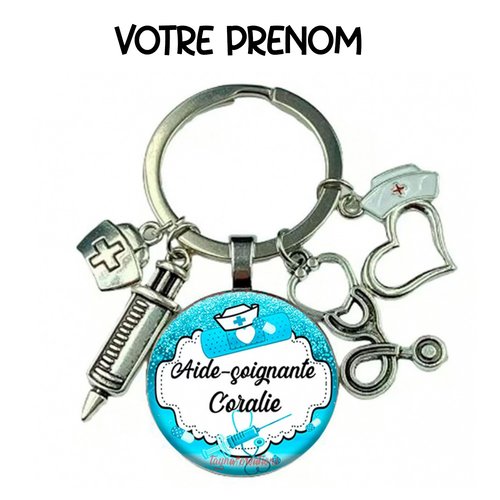 Porte-clés aide soignante à personnalisé avec prénom– idée cadeau collègue