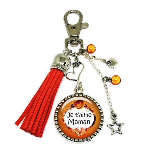 Porte-clés maman, bijou de sac maman je t’aime, cadeau fête des mères