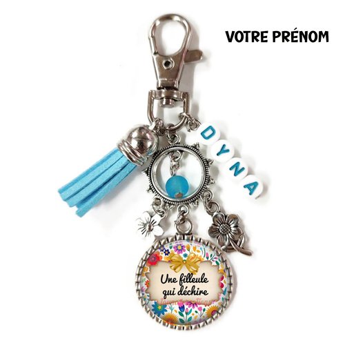 Votre prénom, porte clés une filleule qui déchire, porte clés personnalisable