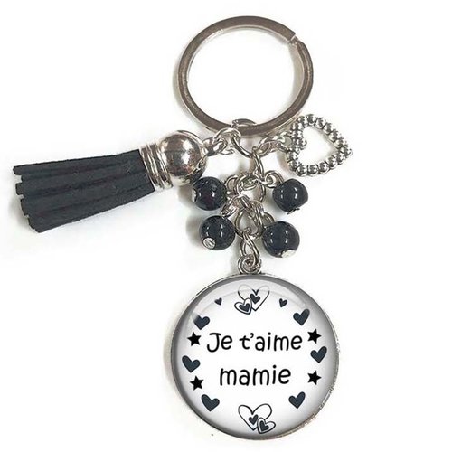 Porte-clés mamie je t’aime, cadeau pour grand mère, bijou de sac mamie,  cadeau fête des mamies
