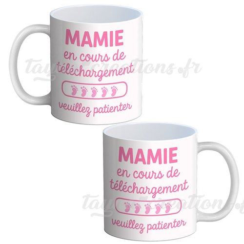 Mug future mamie – mamie en cours de téléchargement, veuillez patienter, annonce grossesse fille