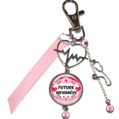 Porte-clés future infirmière, bijou de sac infirmière