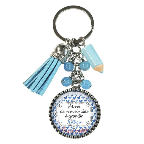 Porte-clés merci de m'avoir aidé à grandir, cadeau nounou, crèche, maîtresse, atsem, scolaire