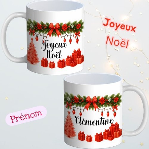 Mug de noël à message personnalisé, tasse joyeux noël
