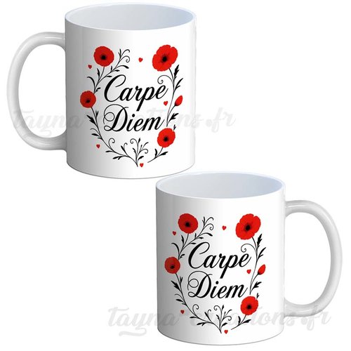 Mug carpe diem– tasse coquelicot carpe diem, cadeau pour elle