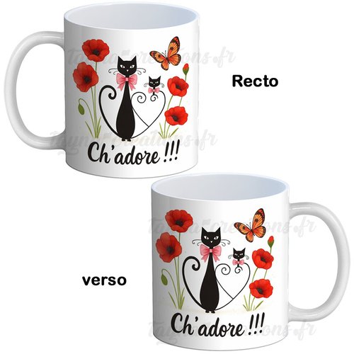 Mug chat– cadeau mug ch'adore