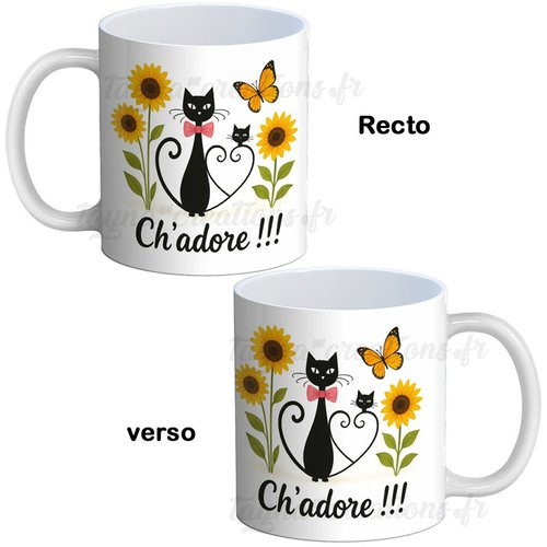 Mug chat– cadeau mug ch'adore