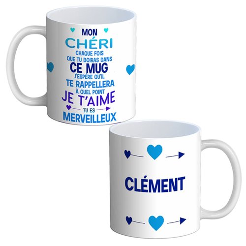 Mug personnalisé, cadeau homme, saint valentin, couple, chéri
