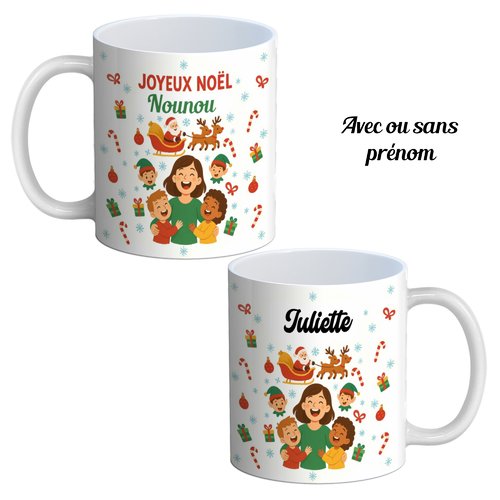 Mug personnalisable joyeux noël ma nounou – cadeau de noël pour nounou – tasse prénom à offrir