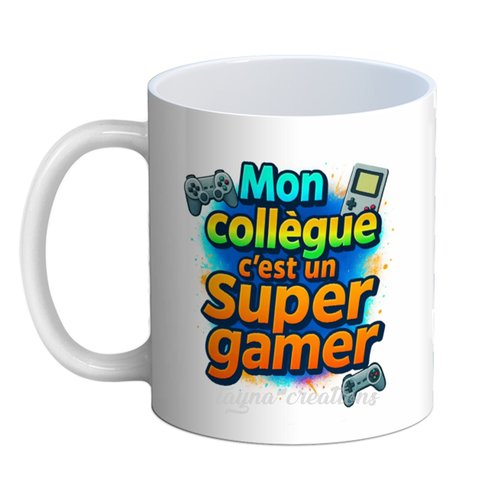 Mug mon collègue c'est est un super gamer, cadeau homme