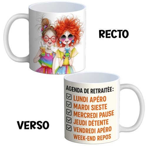 Mug retraitée, tasse le calendrier de la retraitée en joie