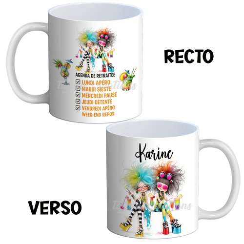 Mug retraitée, tasse le calendrier de la retraitée en joie
