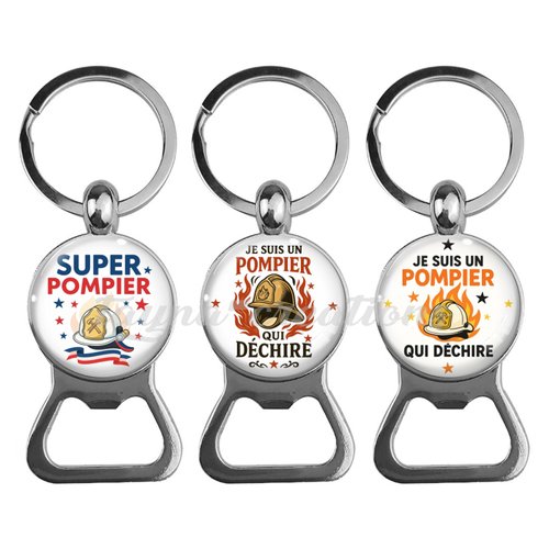 Porte clés pompier, décapsuleur super pompier au choix