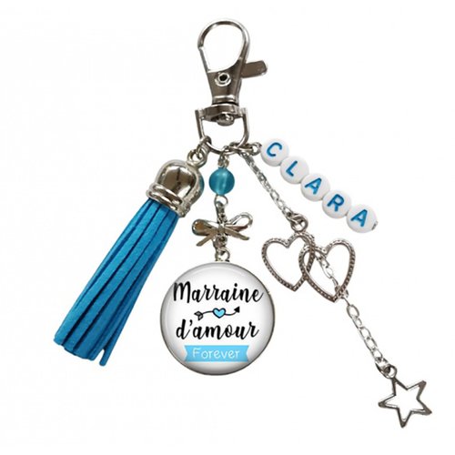 Porte clés marraine d'amour forever, porte clés femme personnalisable, prénom lettres