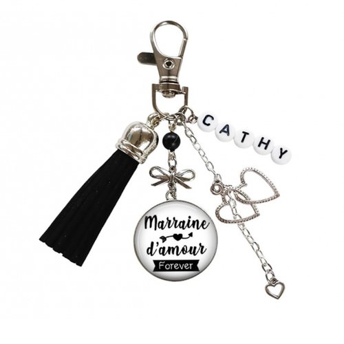 Porte clés marraine d'amour forever, porte clés femme personnalisable, prénom lettres