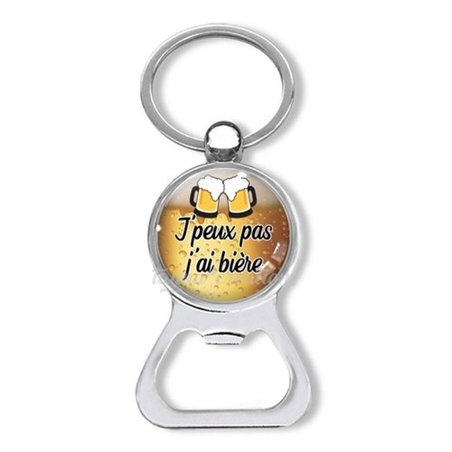 Porte clés j'peux pas j'ai bière, décapsuleur cadeau apéro