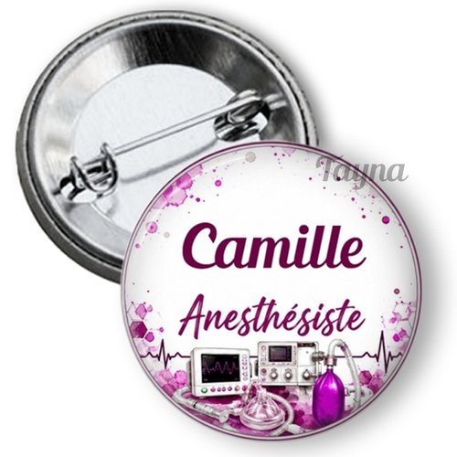 Badge anesthésiste personnalisé avec prénom, 3 tailles