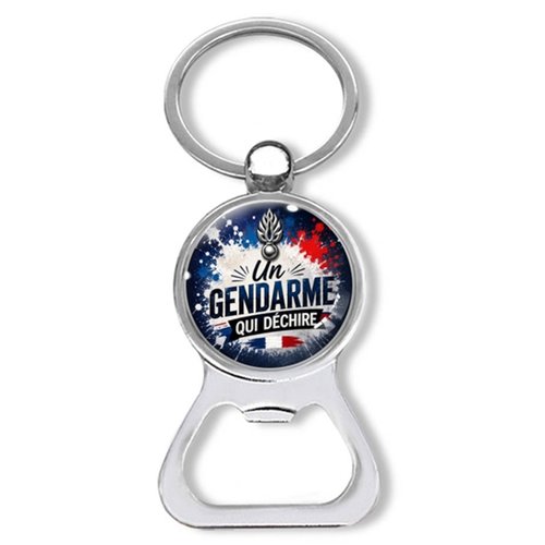 Porte clés un gendarme qui déchire, décapsuleur gendarme