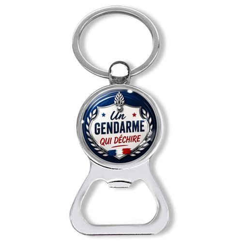Porte clés un gendarme qui déchire, décapsuleur gendarme