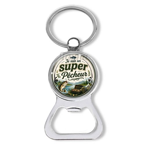 Porte clés je suis un super pêcheur, décapsuleur pêcheur