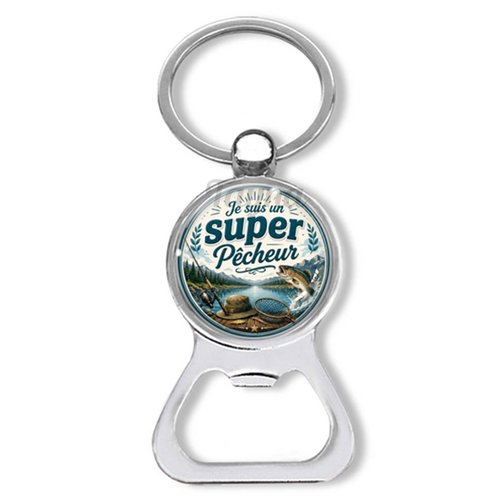 Porte clés je suis un super pêcheur, décapsuleur pêcheur