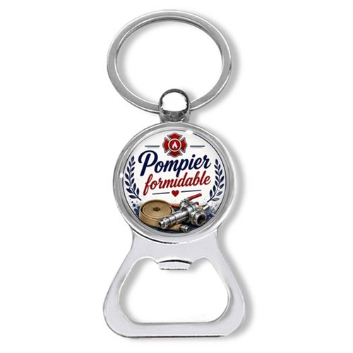 Porte clés pompier formidable, décapsuleur pompier
