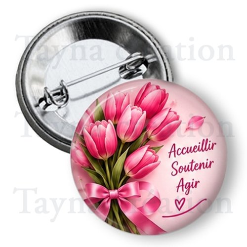 Badge octobre rose, 3 tailles