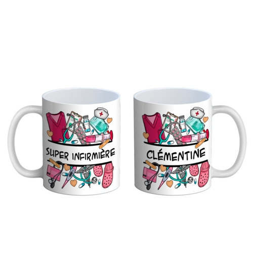 Mug infirmière personnalisable, mug infirmière prénom, idée cadeau collègue