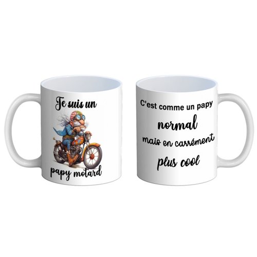 Mug papy motard, cadeau fête des grand pères, idée cadeau papy