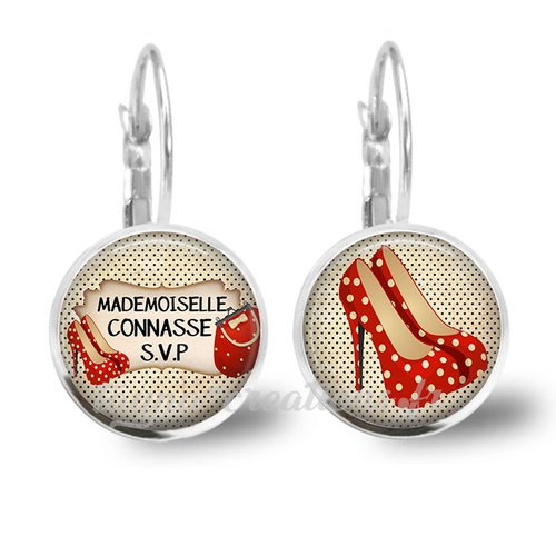 Boucle d’oreilles mademoiselle connasse, dormeuse originale mademoiselle connasse svp