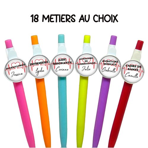 Stylo personnalisable infirmière, aide-soignante, 18 divers métiers médicaux
