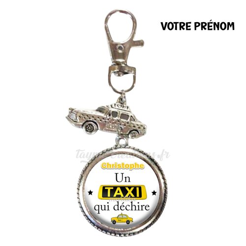 Votre prénom, porte-clés un taxi qui déchire – cadeau personnalisable pour chauffeur de taxi