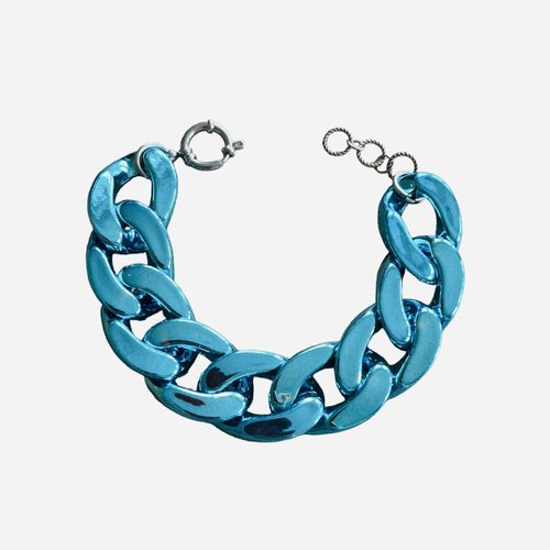 Bracelet maillons bleu métallisé