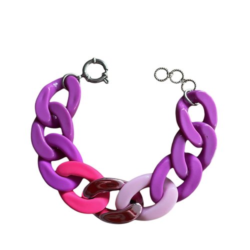 Bracelet maillons violet et rose