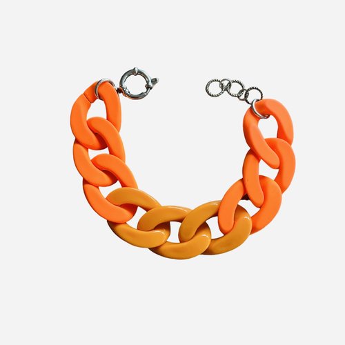 Bracelet maillons orange et orange fluo mat