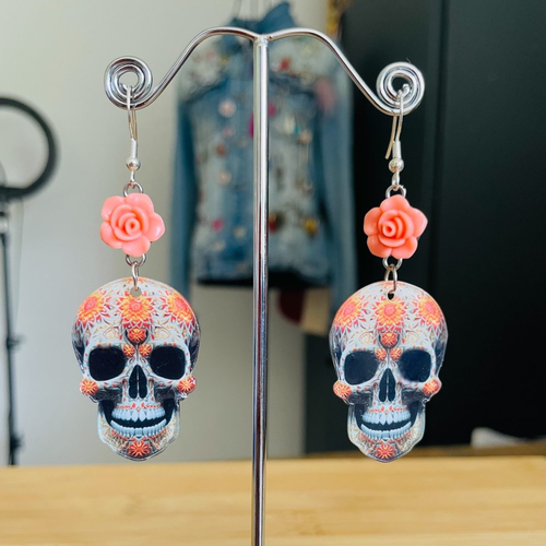 Boucles d’oreilles calaveras oranges clair