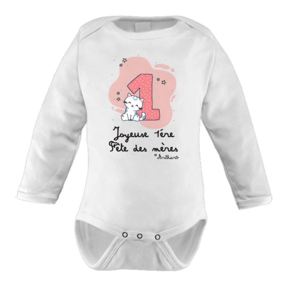 Body Bebe Joyeuse 1ere Fete Des Meres Chaton 1 Personnalisable Un Grand Marche