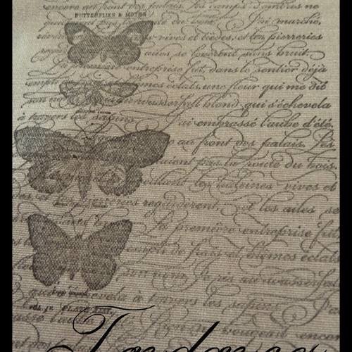 Coupon de tissus papillons et écriture