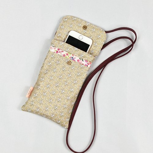 Pochette à téléphone avec poche – pochette à smartphone – grand modèle, trèfle or,  téodorine
