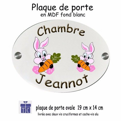 Personnalisez une plaque de porte lapin avec un prénom (ex. jeannot)