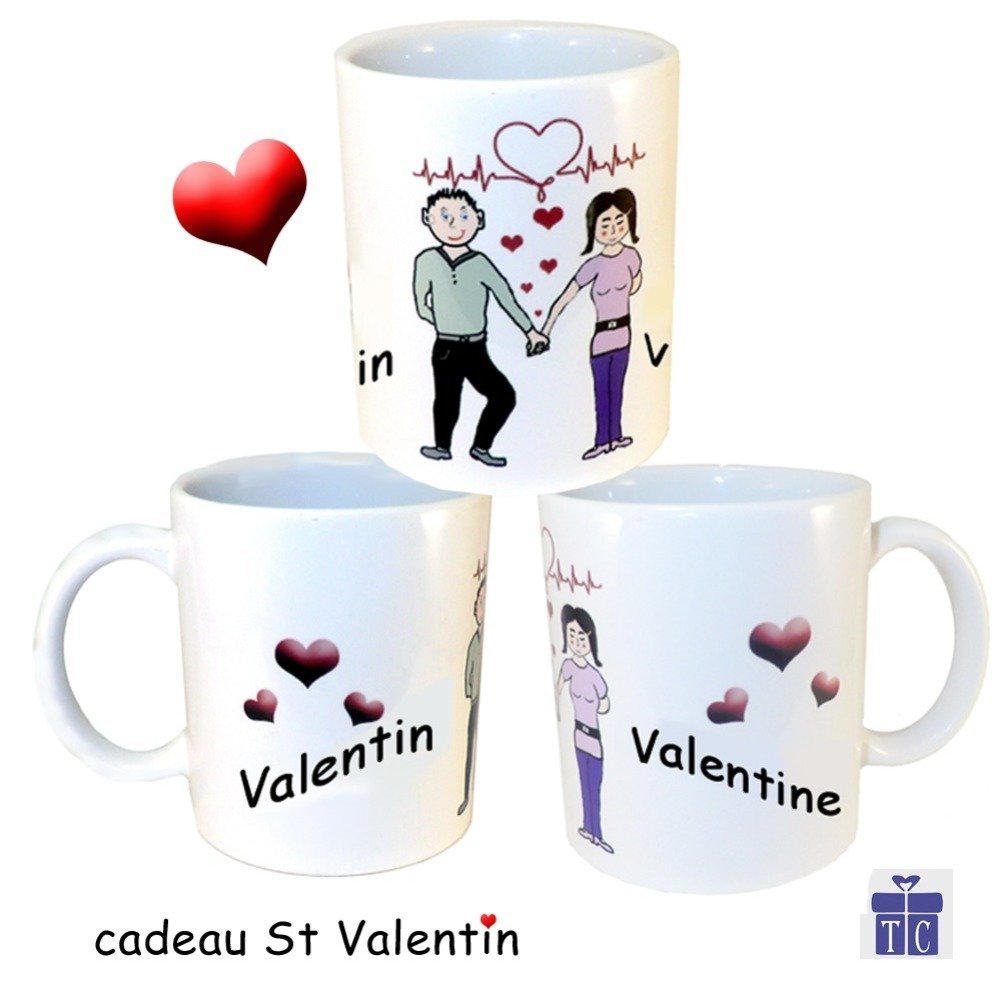 Mug Pour Les Amoureux A Personnaliser Avec Prenom Exemple Valentin Et Valentine Un Grand Marche