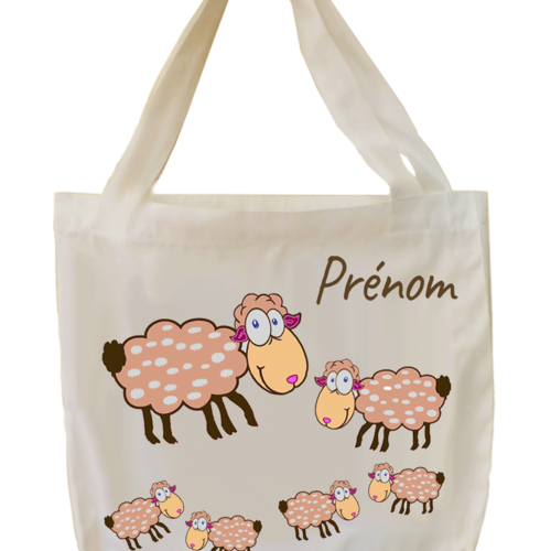 Tote bag, agréable au toucher, motif mouton, à personnaliser…..