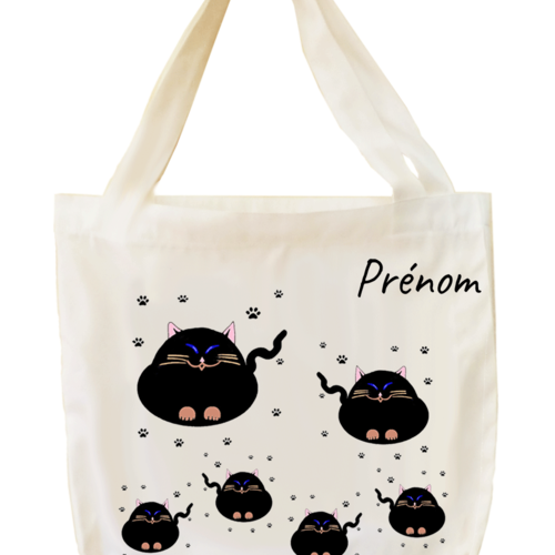 Tote bag, agréable au toucher, motif chat, à personnaliser…..