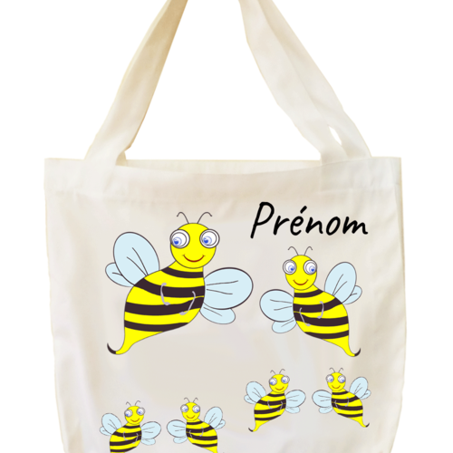 Tote bag, agréable au toucher, motif abeille, à personnaliser…..