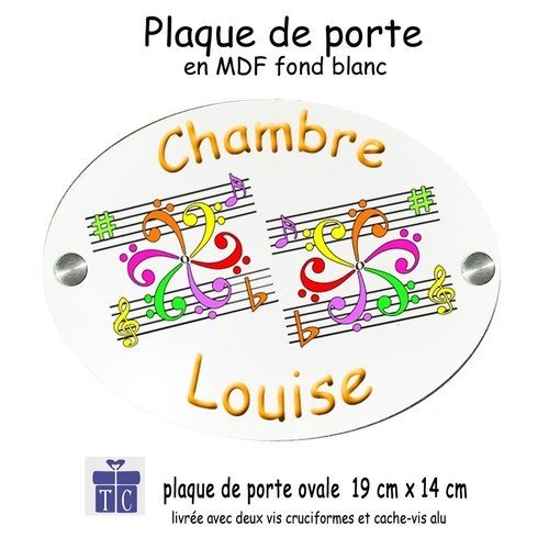 Plaque de porte- mandala musique- personnaliser avec prénom exemple louise